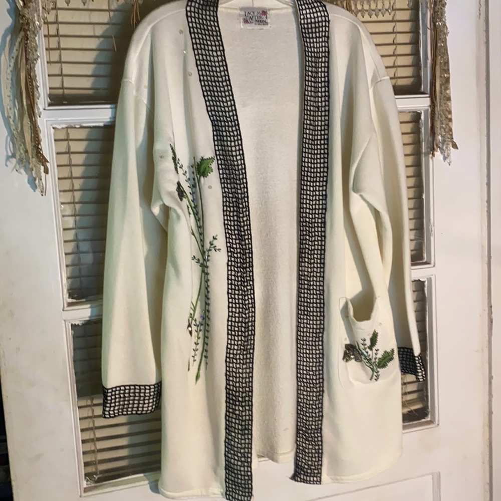 Lacy After Noon Sequined Embroidered Sweater XL